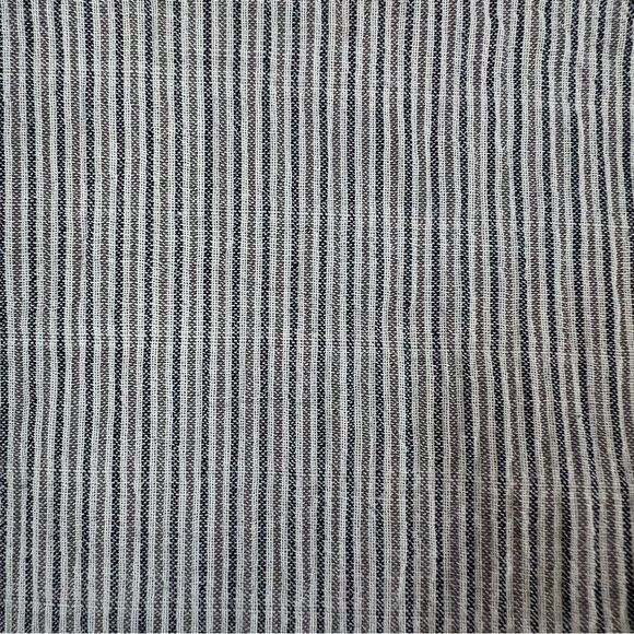 A.N.A. New Long Sleeve Peasant Boho Gray Striped Ruffle High Neck Blouse Top - Picture 6 of 16